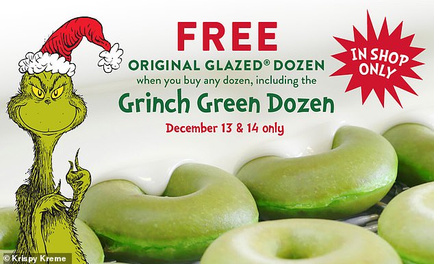 Krispy Kreme offering 'mischievous twist' to its glazed donuts for the holidays inspired by The Grinch